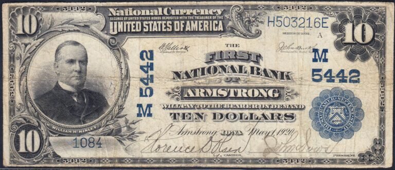 This image features an 1902 $10 Iowa National Banknote.