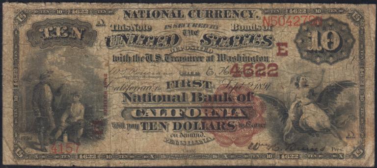 This image features an 1882 $10 Pennsylvania National Banknote.