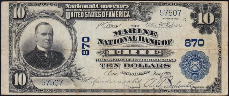This image features an 1902 $10 Pennsylvania National Banknote.